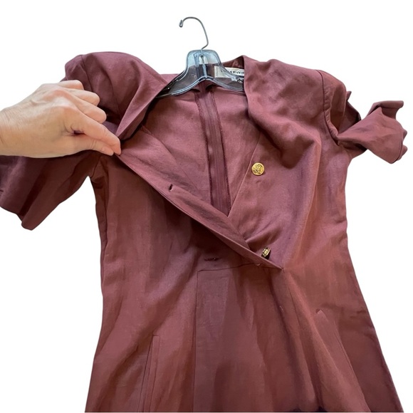 Sonia Rykiel Linen Blend 90’s dress V Neck Large Buttons Paris France 40 US 10 - Picture 10 of 13